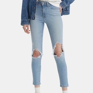 Levi's 721 Women's Blue Ripped High Rise Skinny Crop Denim Jeans US 29W 27L
